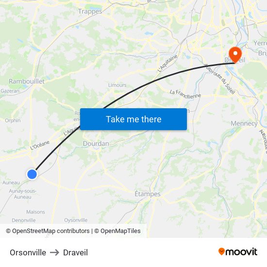 Orsonville to Draveil map