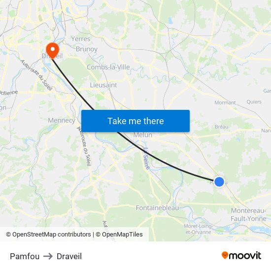 Pamfou to Draveil map