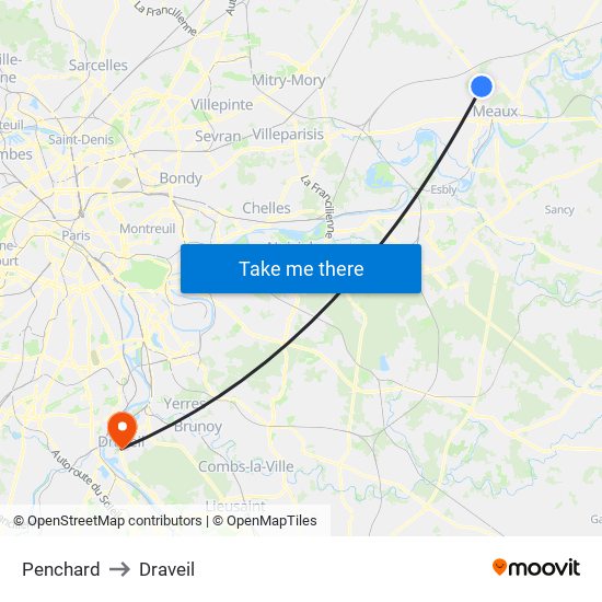 Penchard to Draveil map