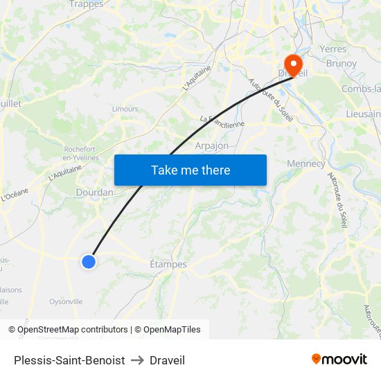 Plessis-Saint-Benoist to Draveil map