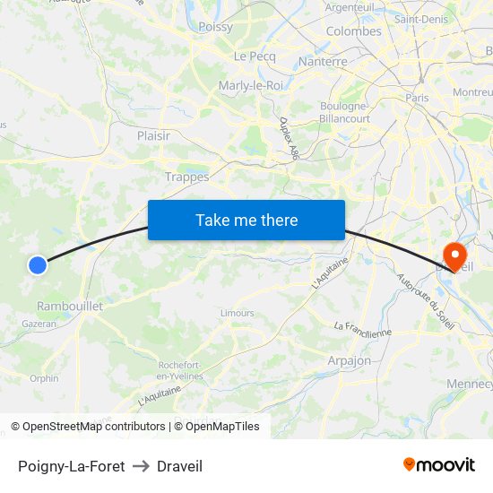 Poigny-La-Foret to Draveil map