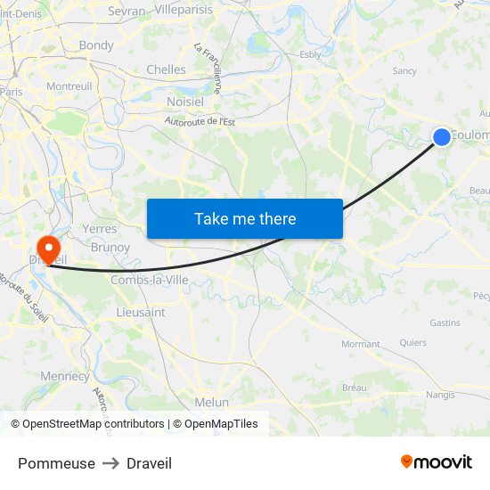Pommeuse to Draveil map