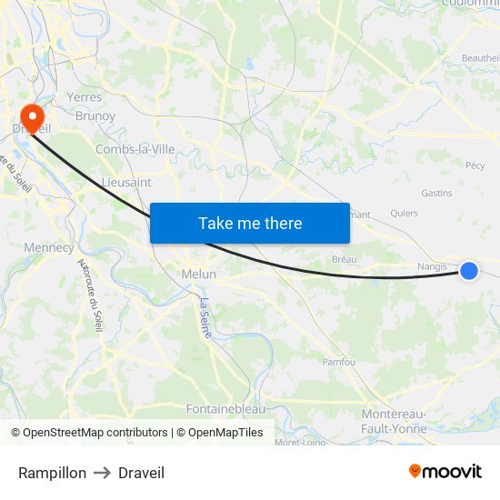 Rampillon to Draveil map