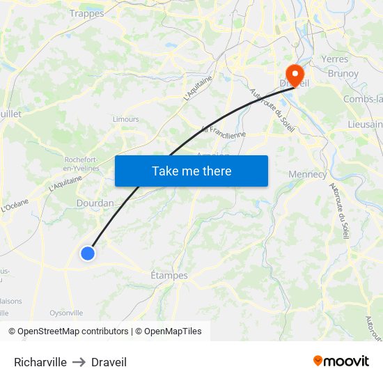 Richarville to Draveil map