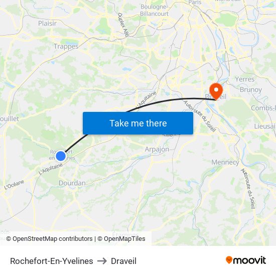 Rochefort-En-Yvelines to Draveil map