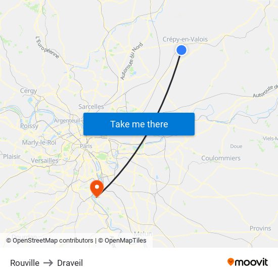 Rouville to Draveil map