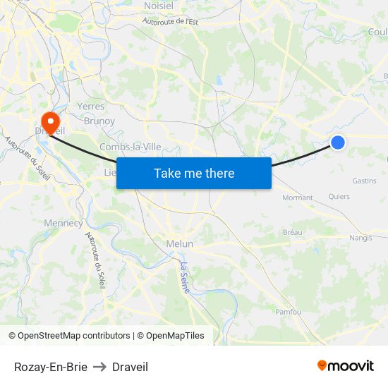 Rozay-En-Brie to Draveil map