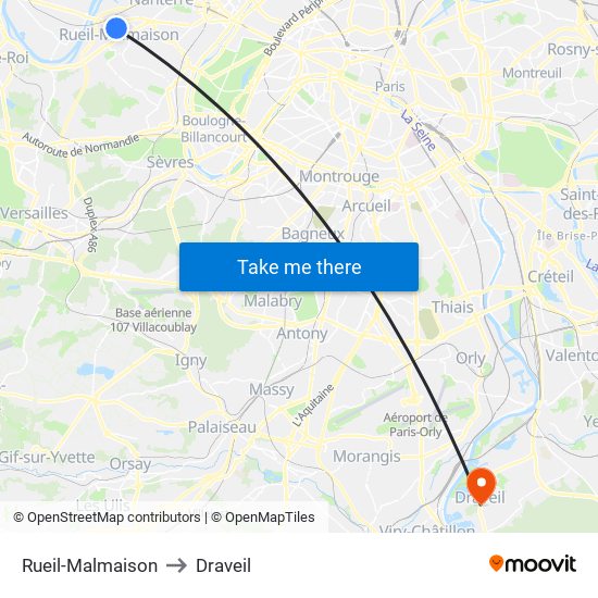 Rueil-Malmaison to Draveil map