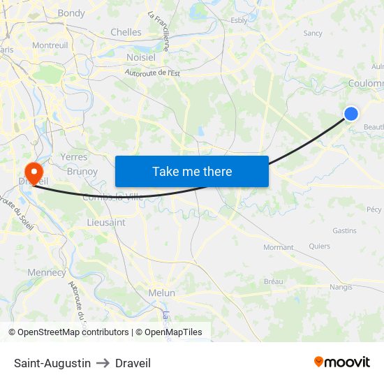 Saint-Augustin to Draveil map