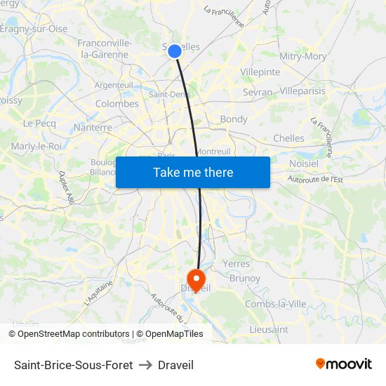 Saint-Brice-Sous-Foret to Draveil map