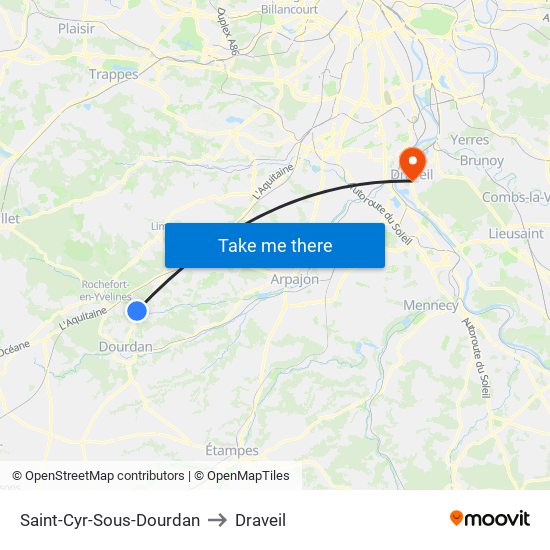 Saint-Cyr-Sous-Dourdan to Draveil map