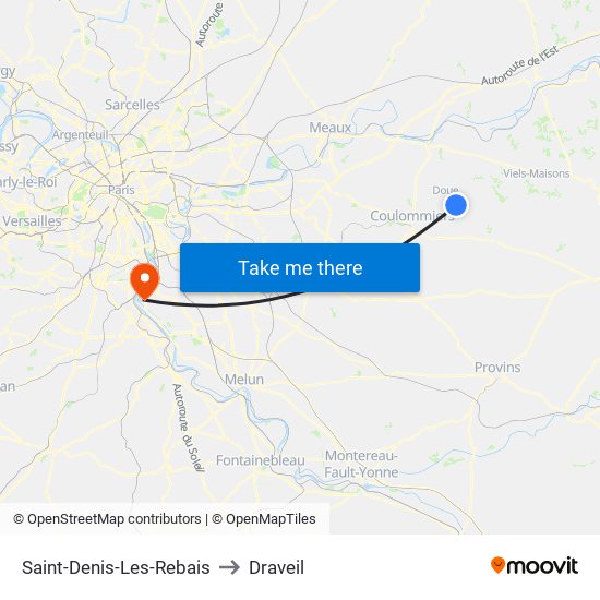 Saint-Denis-Les-Rebais to Draveil map