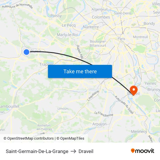 Saint-Germain-De-La-Grange to Draveil map