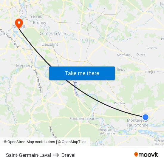 Saint-Germain-Laval to Draveil map