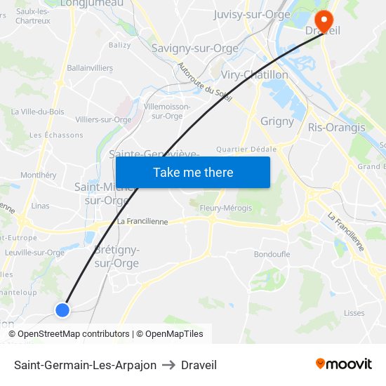 Saint-Germain-Les-Arpajon to Draveil map