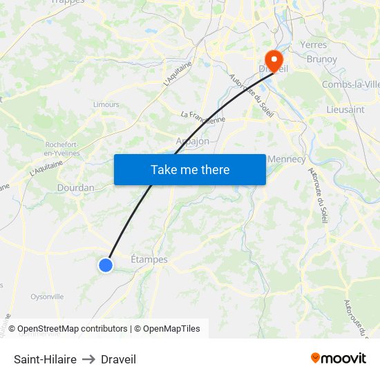 Saint-Hilaire to Draveil map