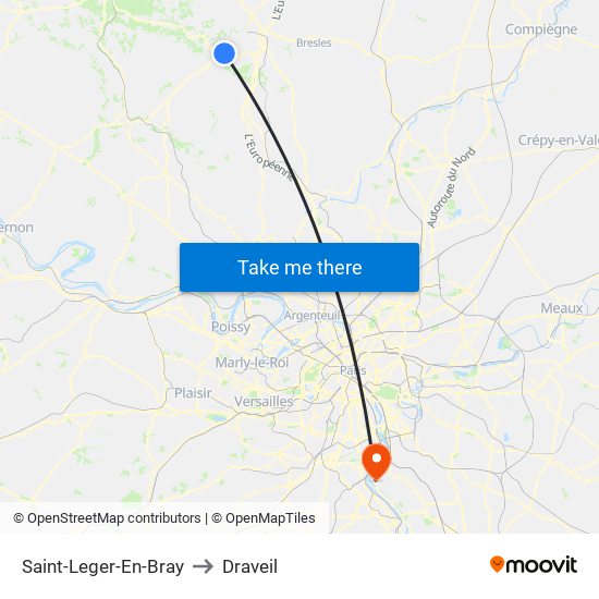 Saint-Leger-En-Bray to Draveil map