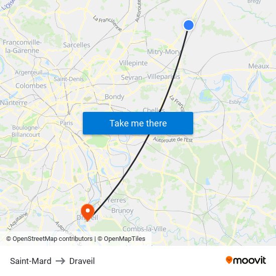 Saint-Mard to Draveil map