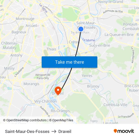 Saint-Maur-Des-Fosses to Draveil map
