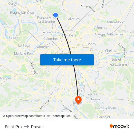 Saint-Prix to Draveil map