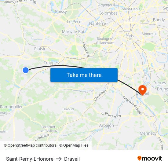Saint-Remy-L'Honore to Draveil map