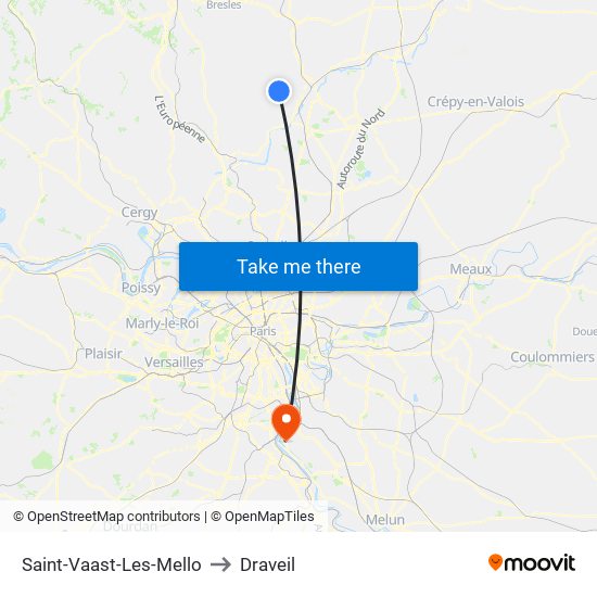 Saint-Vaast-Les-Mello to Draveil map