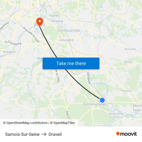 Samois-Sur-Seine to Draveil map