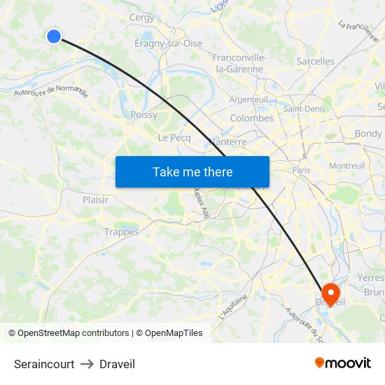 Seraincourt to Draveil map