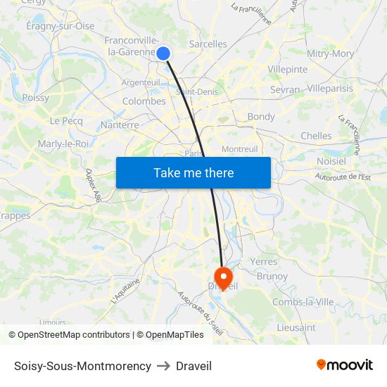 Soisy-Sous-Montmorency to Draveil map