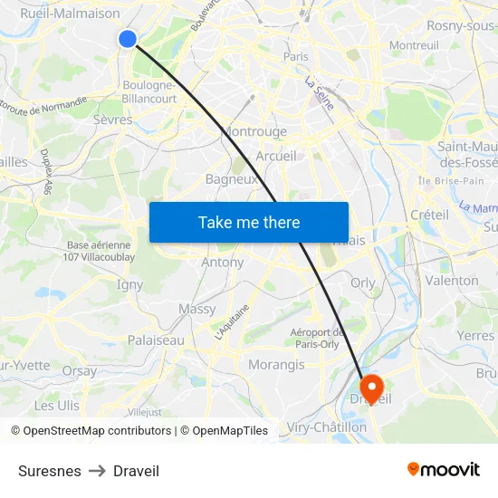 Suresnes to Draveil map