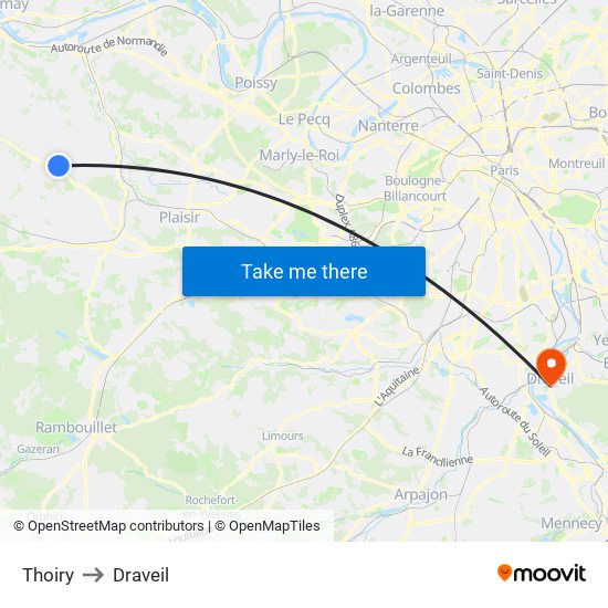 Thoiry to Draveil map