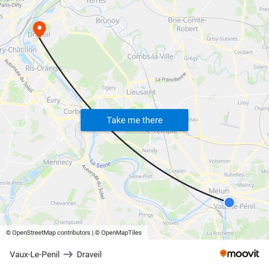 Vaux-Le-Penil to Draveil map