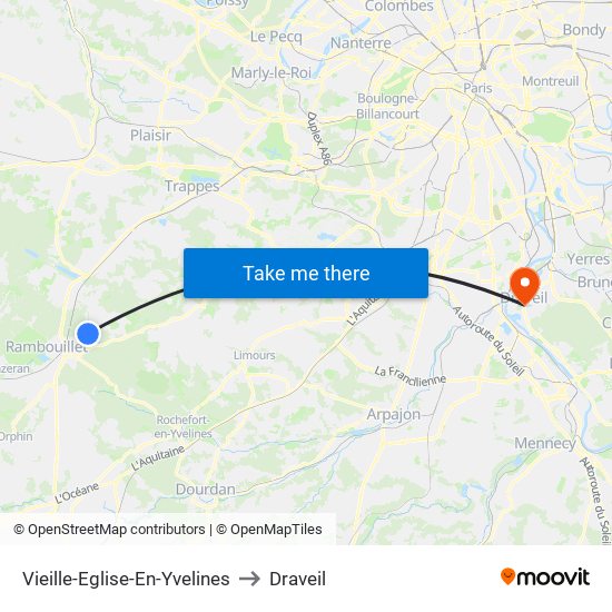Vieille-Eglise-En-Yvelines to Draveil map