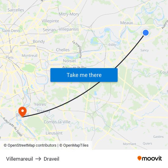Villemareuil to Draveil map