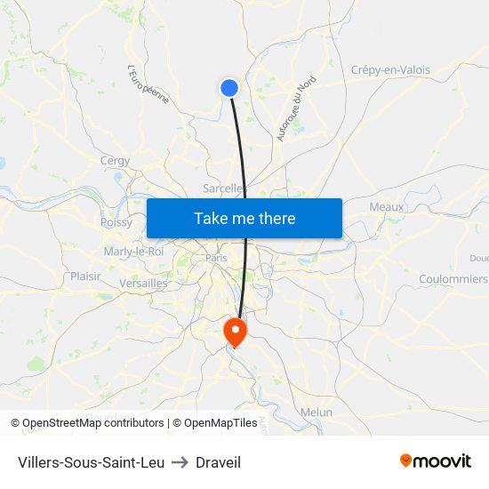 Villers-Sous-Saint-Leu to Draveil map