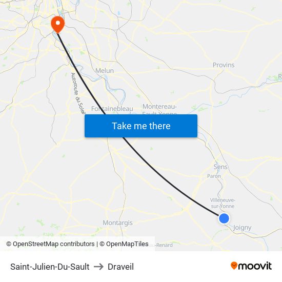 Saint-Julien-Du-Sault to Draveil map