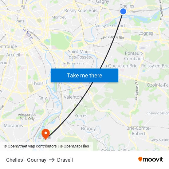 Chelles - Gournay to Draveil map