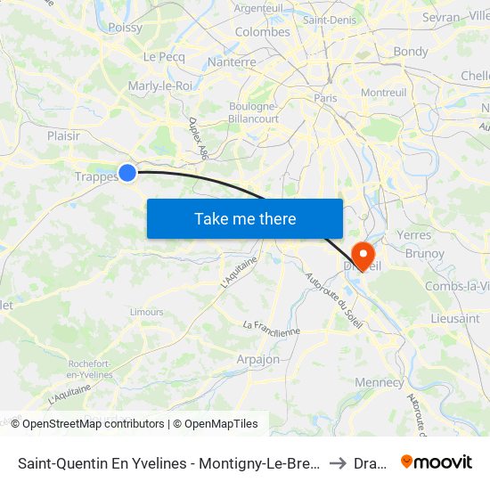 Saint-Quentin En Yvelines - Montigny-Le-Bretonneux to Draveil map