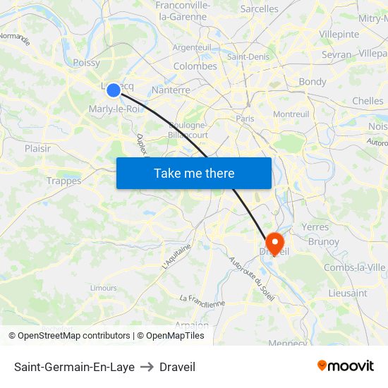 Saint-Germain-En-Laye to Draveil map