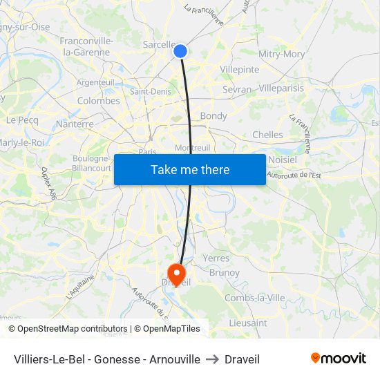 Villiers-Le-Bel - Gonesse - Arnouville to Draveil map