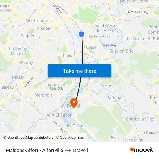 Maisons-Alfort - Alfortville to Draveil map