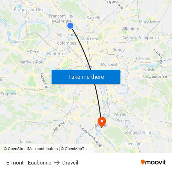 Ermont - Eaubonne to Draveil map