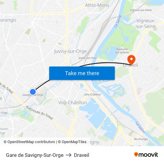 Gare de Savigny-Sur-Orge to Draveil map