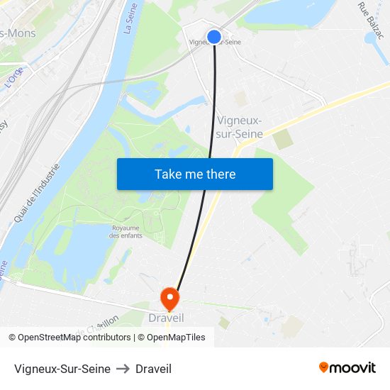 Vigneux-Sur-Seine to Draveil map