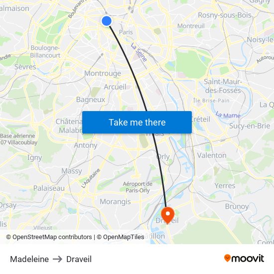Madeleine to Draveil map