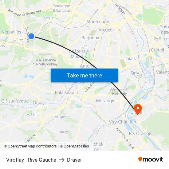 Viroflay - Rive Gauche to Draveil map