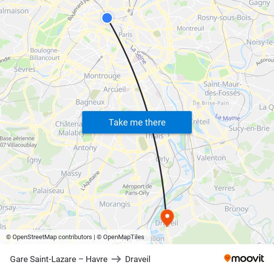 Gare Saint-Lazare – Havre to Draveil map