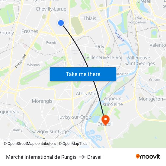 Marché International de Rungis to Draveil map