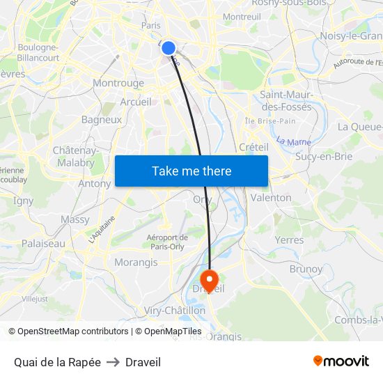 Quai de la Rapée to Draveil map