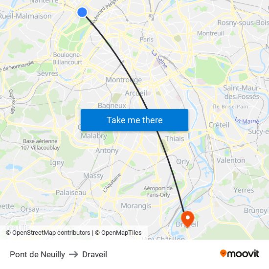 Pont de Neuilly to Draveil map